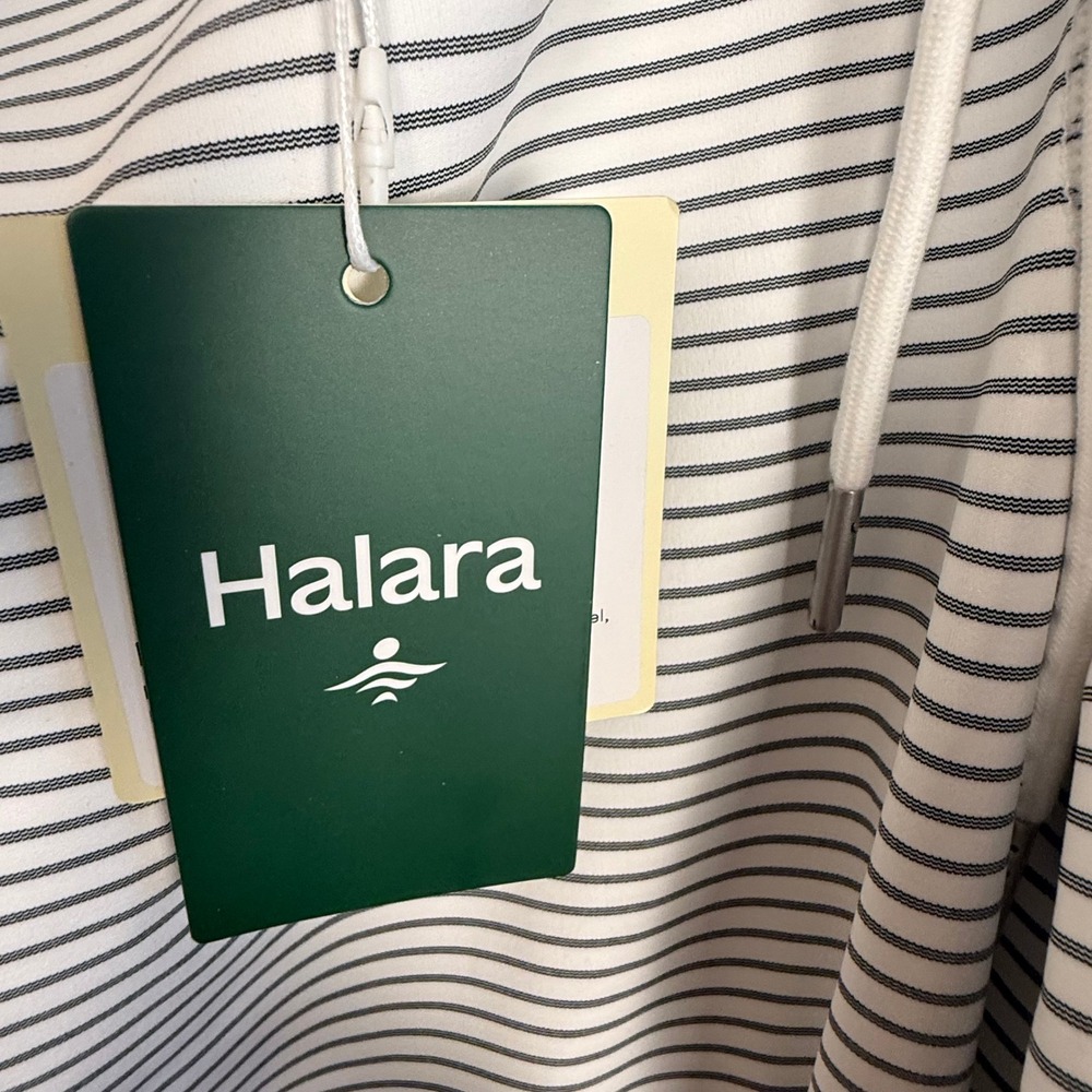Halara Striped Wide Leg Athleisure Pants XL Tall White Navy Drawstring NWT - Picture 3 of 8